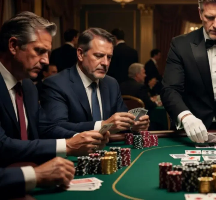 Stół turniejowy Texas Hold'em przygotowany na event pokerowy NAXSOL ENTERPRISES LTD